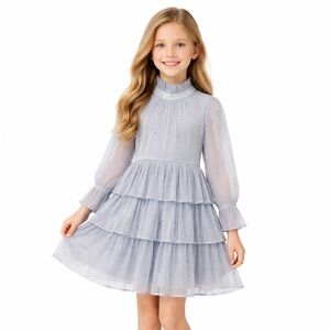 Janie and Jack Sparkle Mesh Ruffle Dress size 10